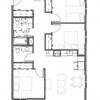 Floor plan for 3 beds, 2 baths, 1037 sqft